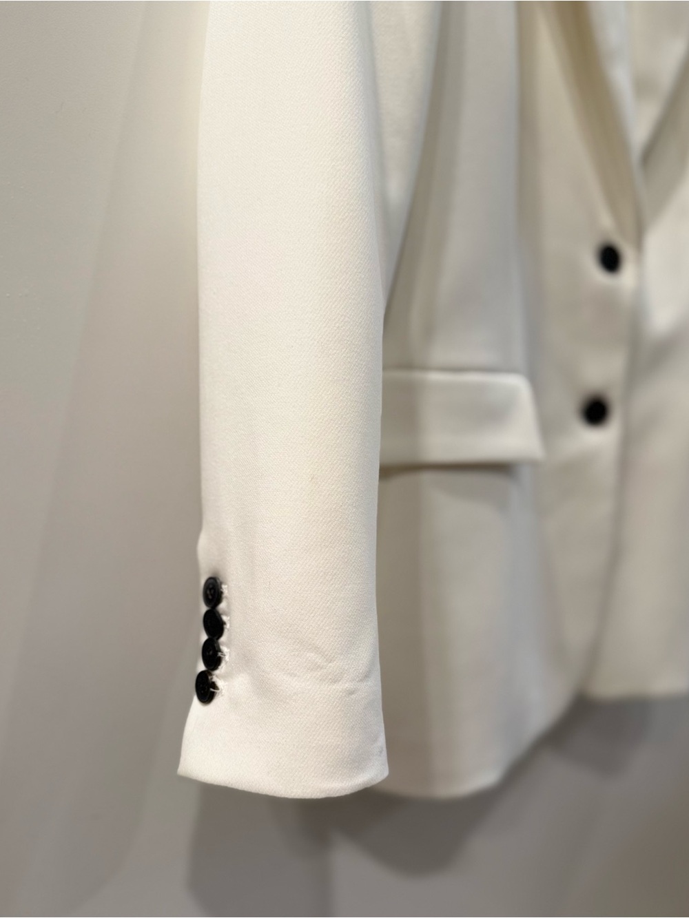 Zara White Blazer with Black Button Accents